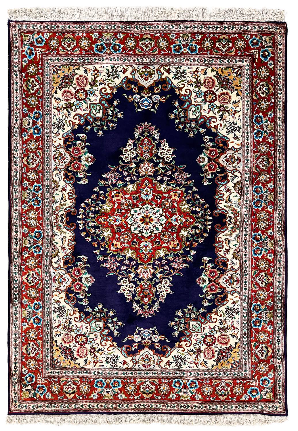 Blue Qom Silk Handmade Rug